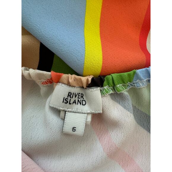 New ~ RIVER ISLAND ~ Women's Multicolor Striped Halter Neck Sheath Dress Size 6 - Picture 7 of 9